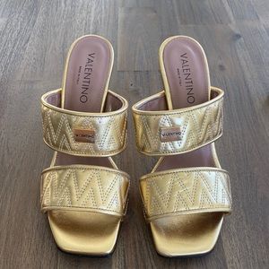 Valentino Gold Quilted Women's Sandals